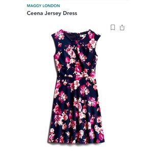 Maggy London Ceena Jersey Dress. Size 10P. Navy